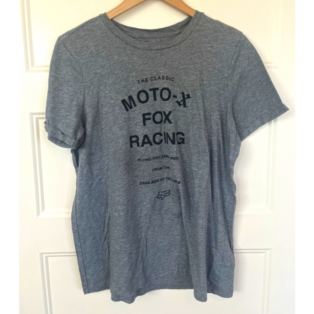 Fox Men's Gray Motorcycle Moto Graphic Print Crew Neck Short Sleeve T-Shirt L